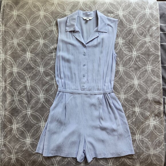 Uniqlo Collared Sleeveless Romper (XS) - Light Blue - Picture 2 of 5